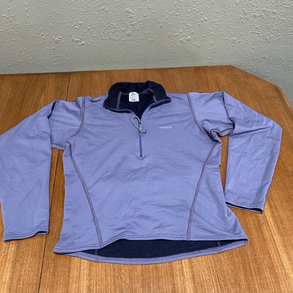 Patagonia Women’s Quarter Zip Base Layer Pullover Size Small Purple With Pocket